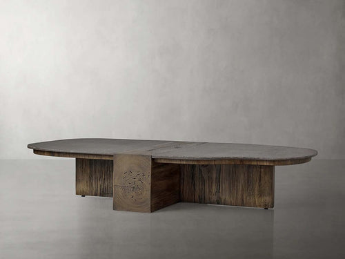 Nicco Coffee Table with Stone Top & Wood Base Living Room Center Tea Table Cocktail Table