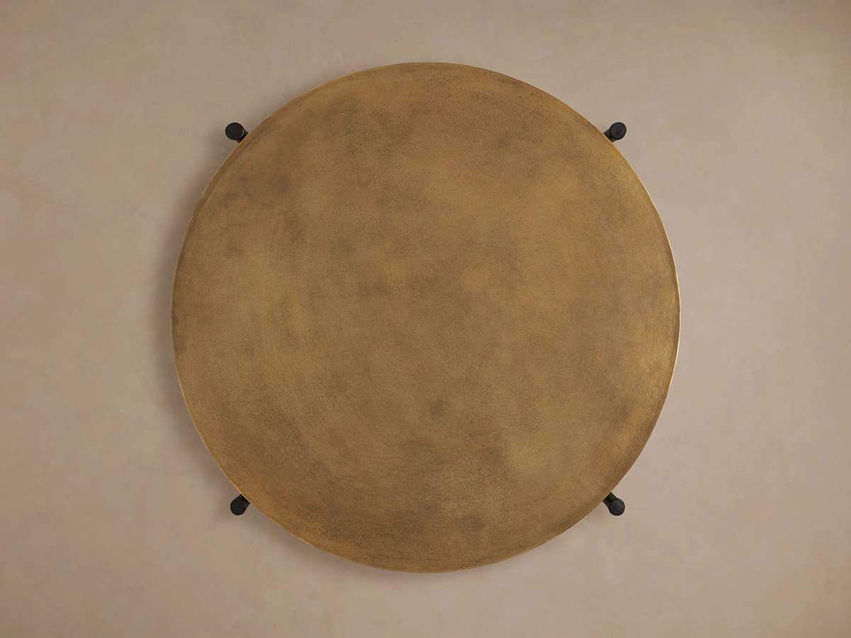 Donovan Coffee Table Cast Aluminum Metal Top Round Living Room Center Tea Table