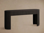 Finnley Reeded Solid Oak Wood Console Entrance Table Rural Style Hallway Entryway Table