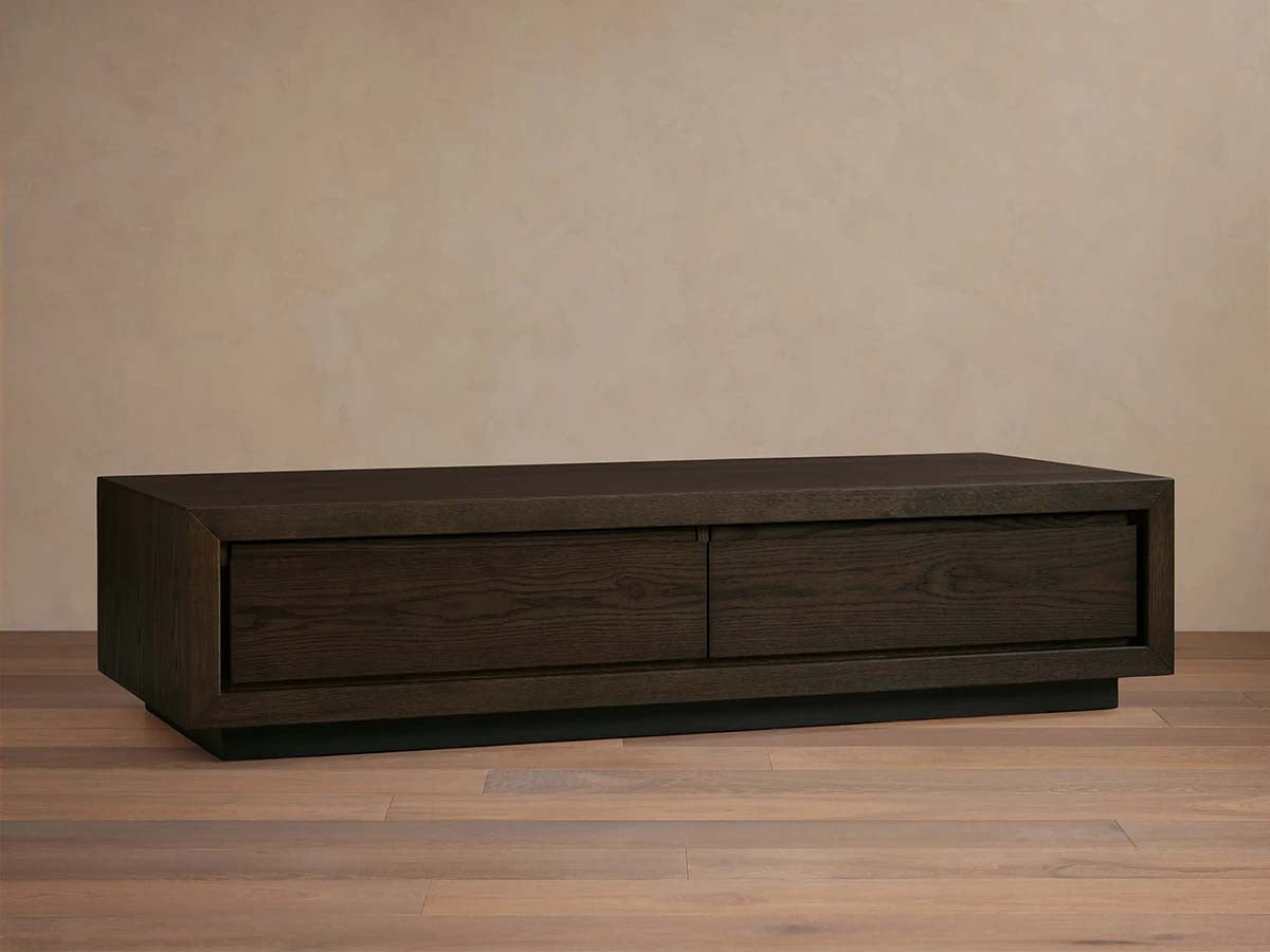 Sullivan Rectangular Storage Coffee Table Wood Oak Center Tea Table in Soft-Close Drawers