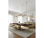 Nº 11 Cream Velvet Surrealist Polished Gold Dining Chair