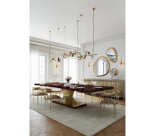 Nº 11 Cream Velvet Surrealist Polished Gold Dining Chair