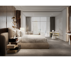 Odette Curved Velvet Polished Brass Luxury King Bed