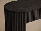 Finnley Reeded Solid Oak Wood Console Entrance Table Rural Style Hallway Entryway Table