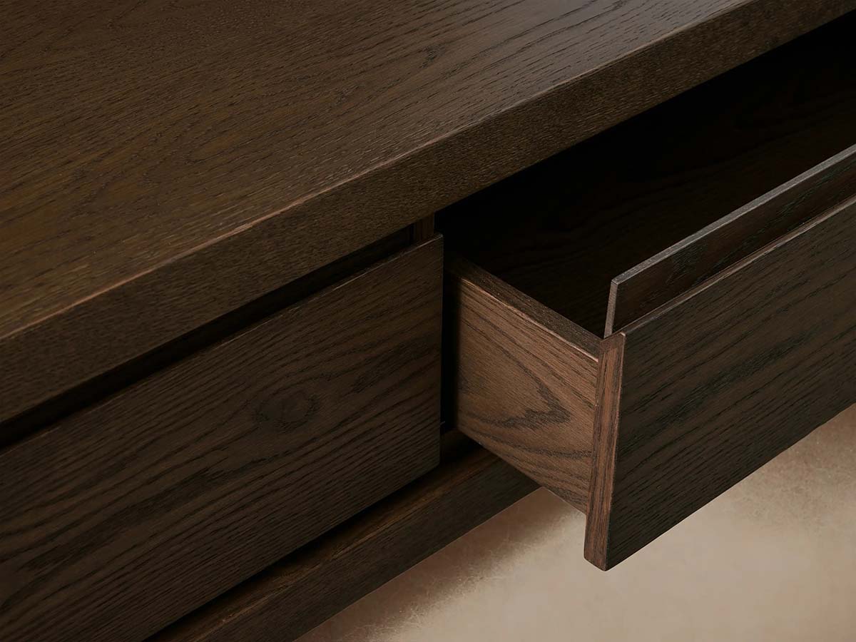 Sullivan Rectangular Storage Coffee Table Wood Oak Center Tea Table in Soft-Close Drawers