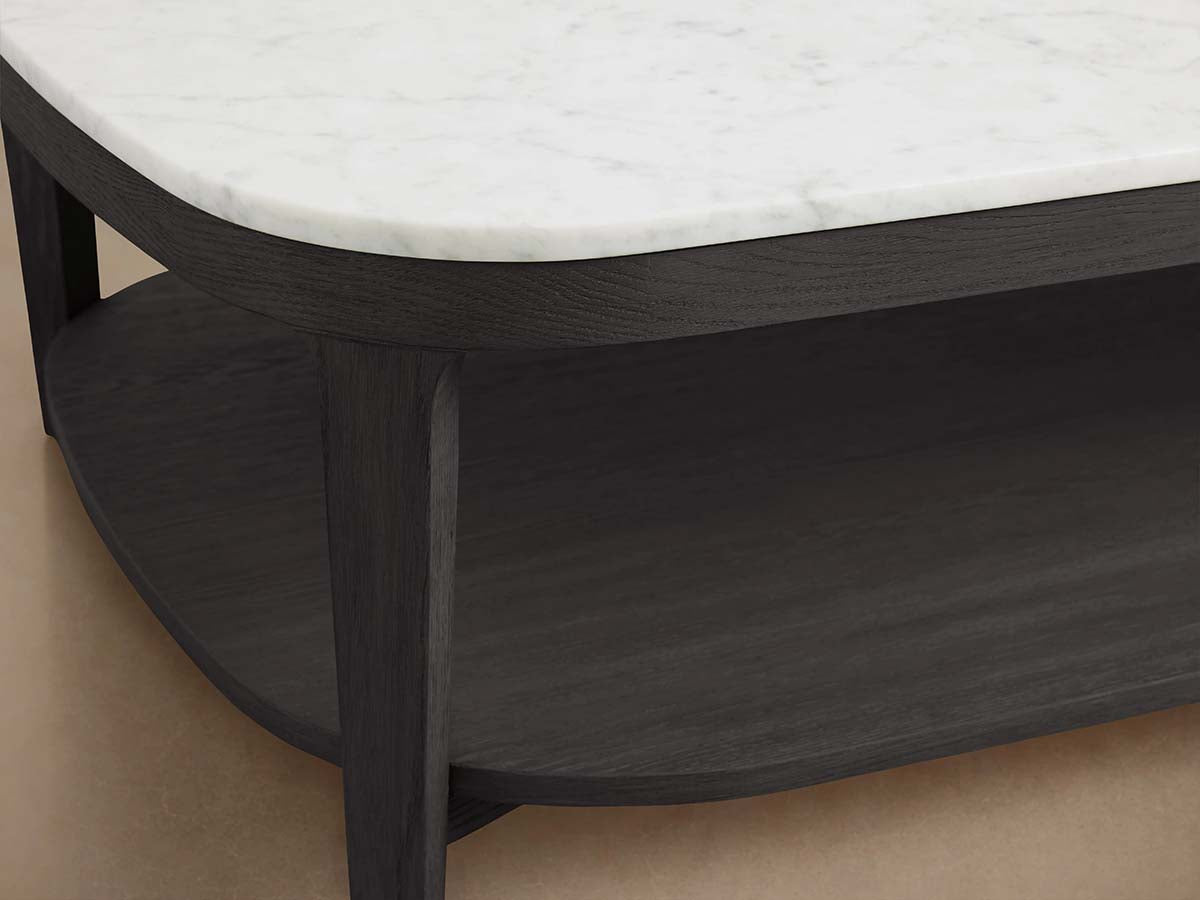 Danny Rectangle Coffee Table with Marble Top Oak & Wood Cocktail Table Living Room Center Tea Table