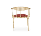 Nº 11 Burgundy Velvet Polished Gold Surrealist Dining Chair