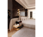 Odette Curved Velvet Polished Brass Luxury King Bed