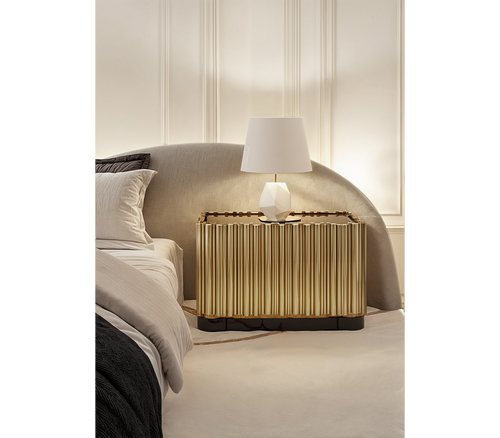 Symphony Tubular Gold Plated Modern Luxury Nightstand