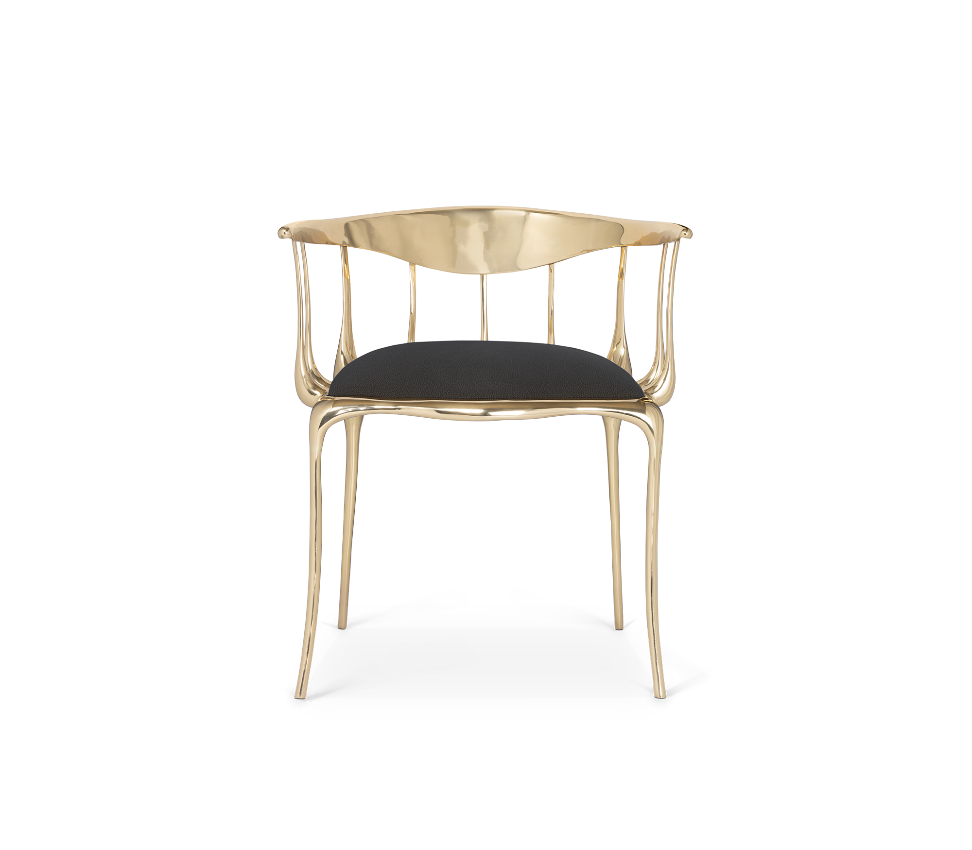 Nº11  Surrealist Polished Gold Cast Brass Dining Chair