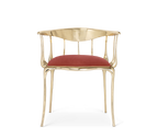 Nº 11 Burgundy Velvet Polished Gold Surrealist Dining Chair