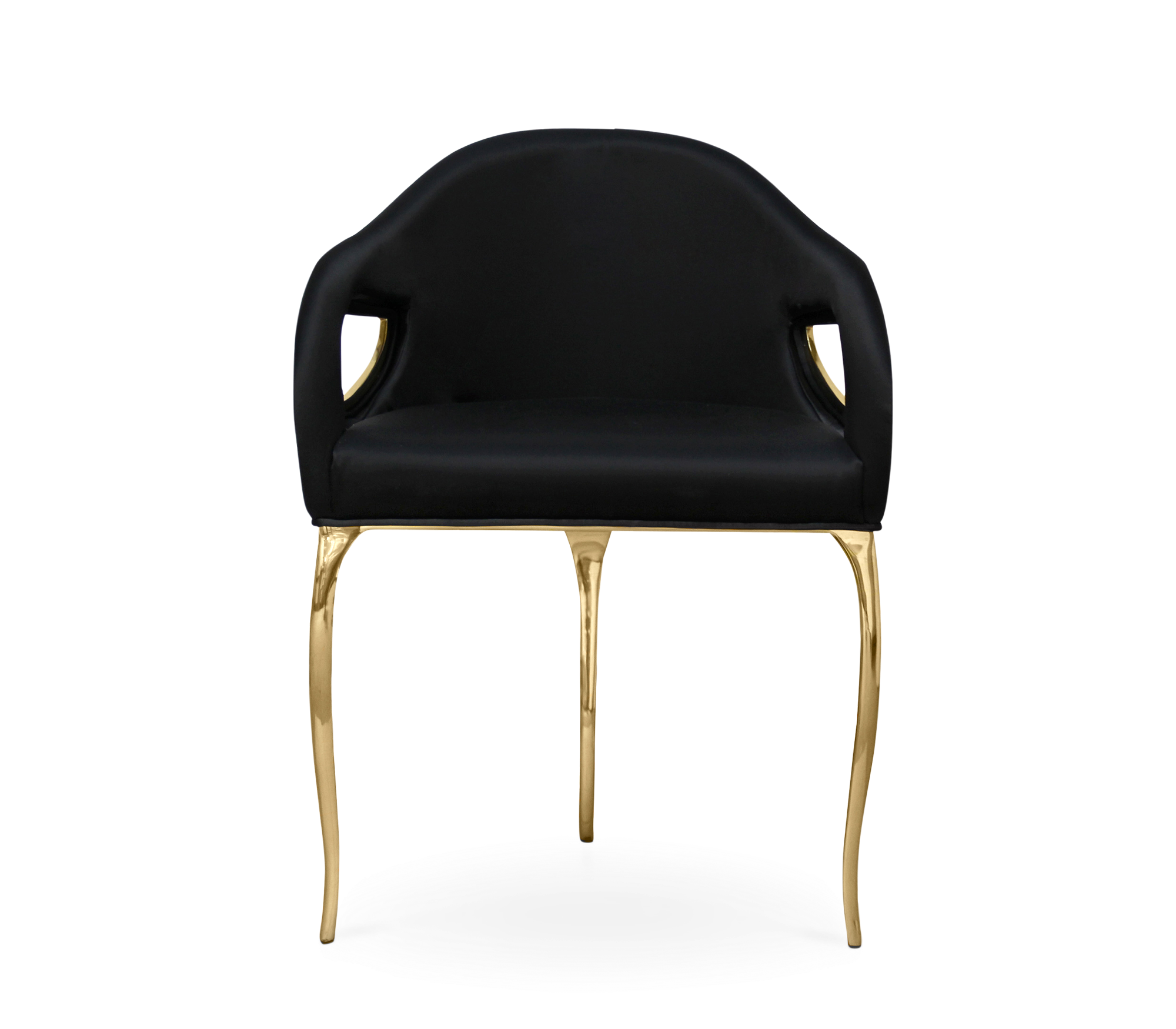 Chandra Cutout Polished Brass Velvet Dining Chair