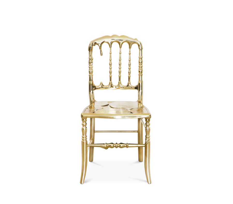 Emporium Gold Surrealist Cast Aluminium Sculpture Dining Chair