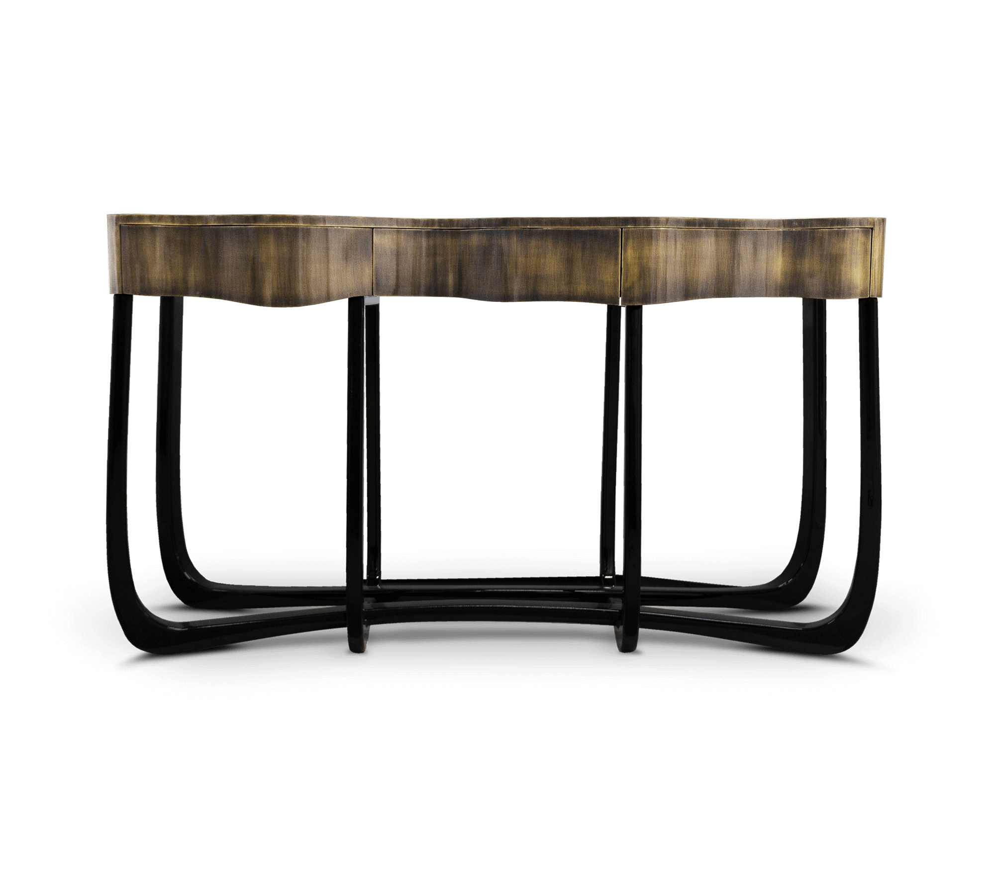 Sinuous Consoles Patina Brass Wave Entryways Cabinet Table