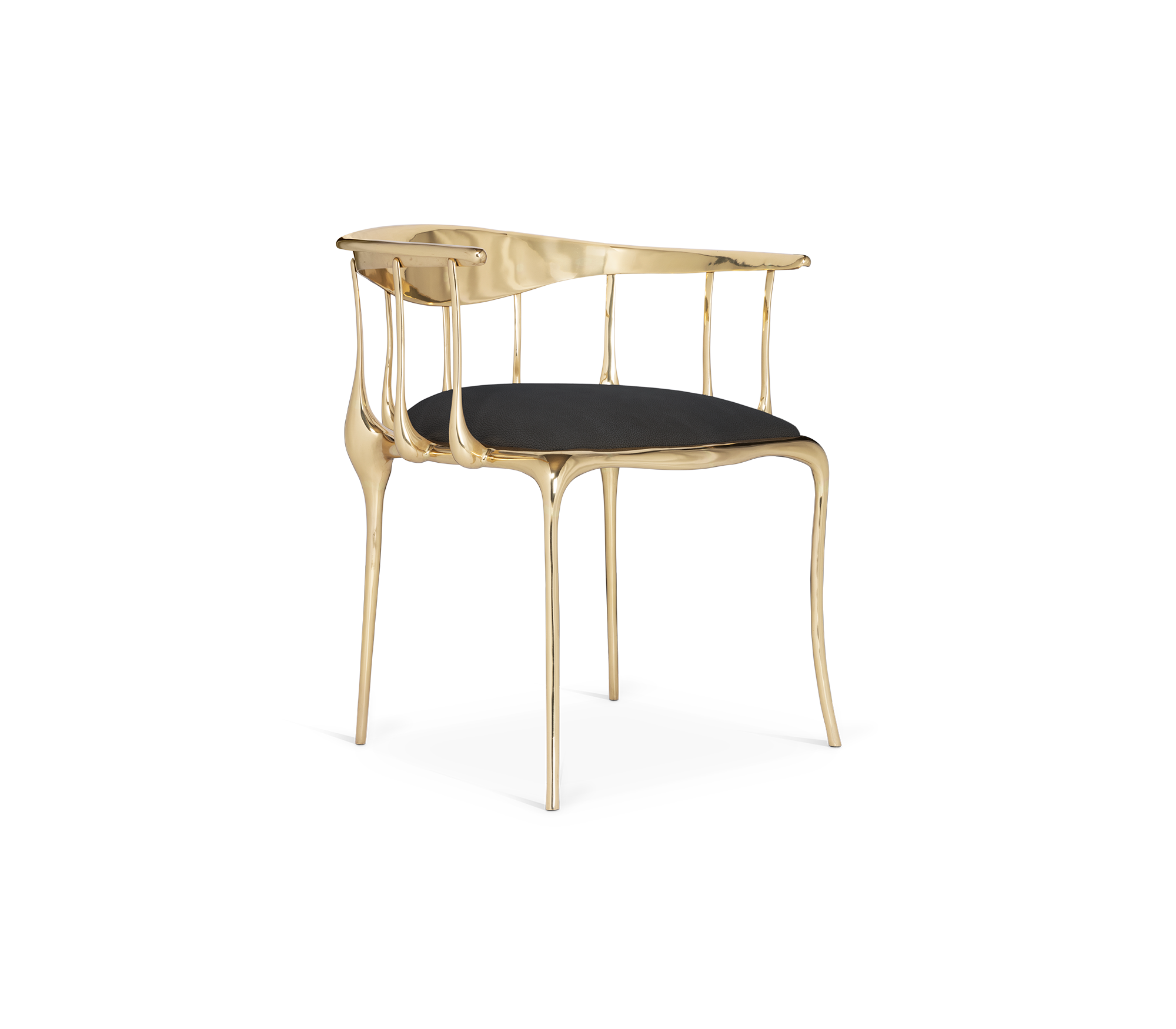 Nº11  Surrealist Polished Gold Cast Brass Dining Chair