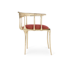 Nº 11 Burgundy Velvet Polished Gold Surrealist Dining Chair