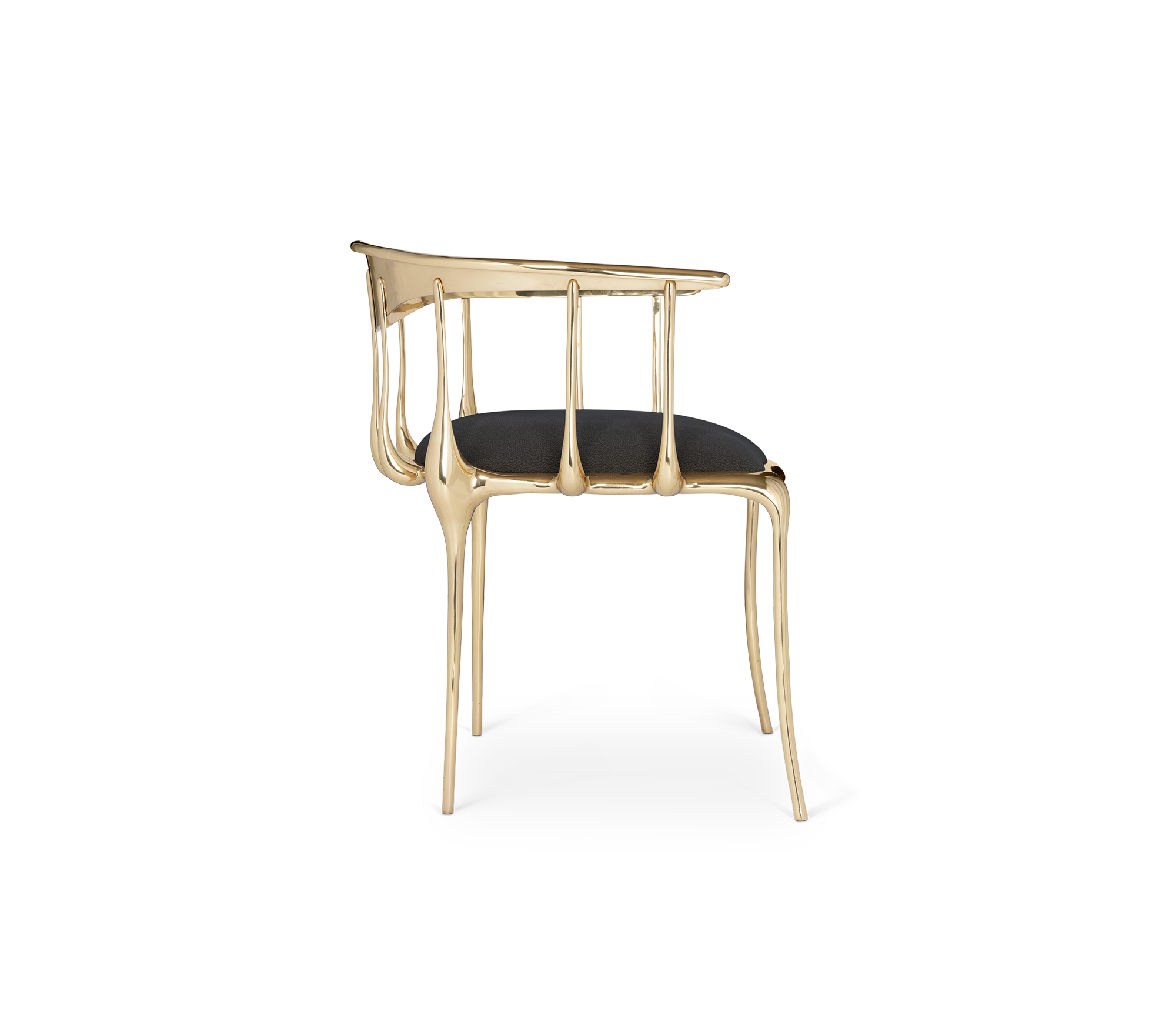 Nº11  Surrealist Polished Gold Cast Brass Dining Chair