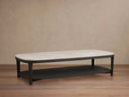 Danny Rectangle Coffee Table with Marble Top Oak & Wood Cocktail Table Living Room Center Tea Table