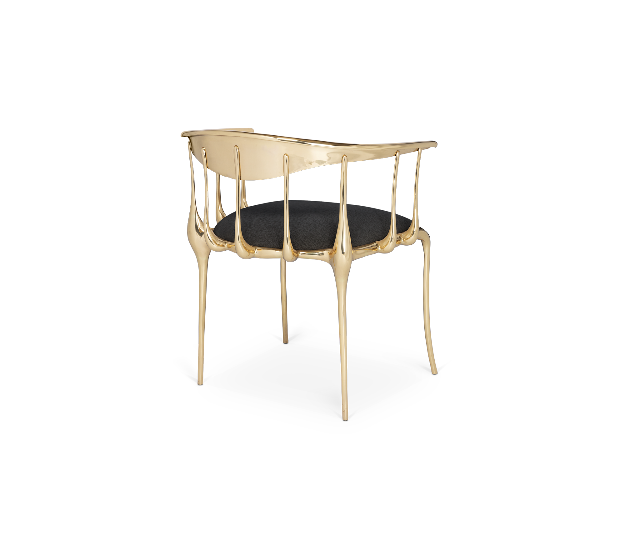 Nº11  Surrealist Polished Gold Cast Brass Dining Chair