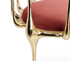 Nº 11 Burgundy Velvet Polished Gold Surrealist Dining Chair