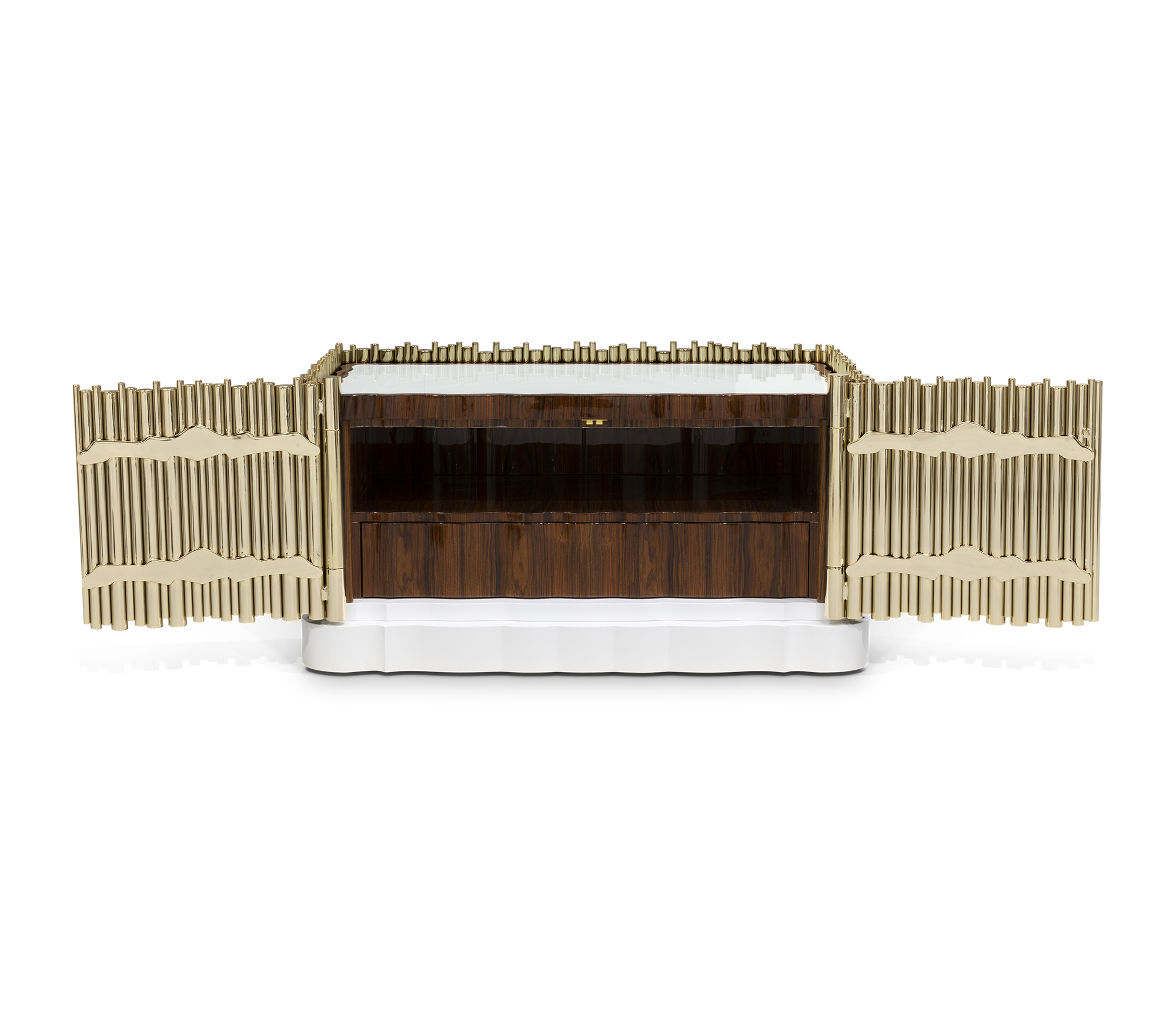 Symphony Tubular Gold Plated Modern Luxury Nightstand