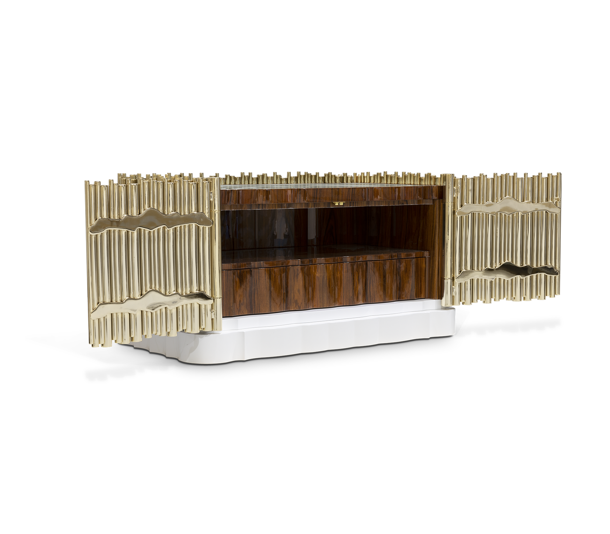 Symphony Tubular Gold Plated Modern Luxury Nightstand