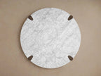 Pyet Round Marble Top Coffee Table Marble Top & Oak Wood Base Cocktail Table Living Room Center Tea Table