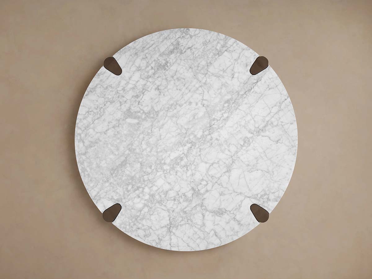 Pyet Round Marble Top Coffee Table Marble Top & Oak Wood Base Cocktail Table Living Room Center Tea Table