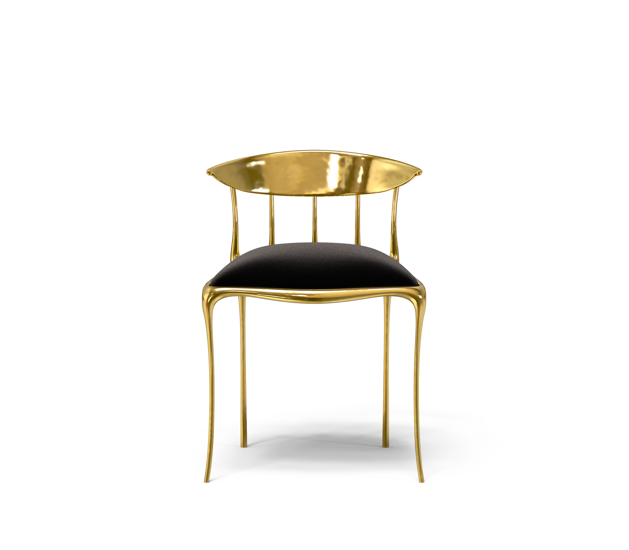 Nº11  Surrealist Polished Gold Cast Brass Dining Chair