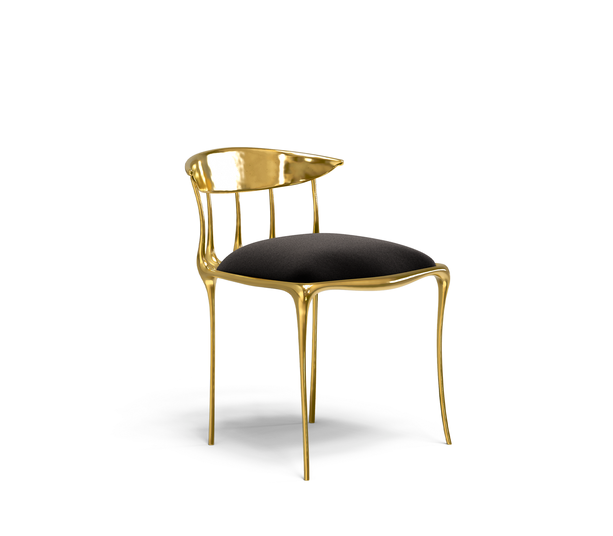 Nº11  Surrealist Polished Gold Cast Brass Dining Chair