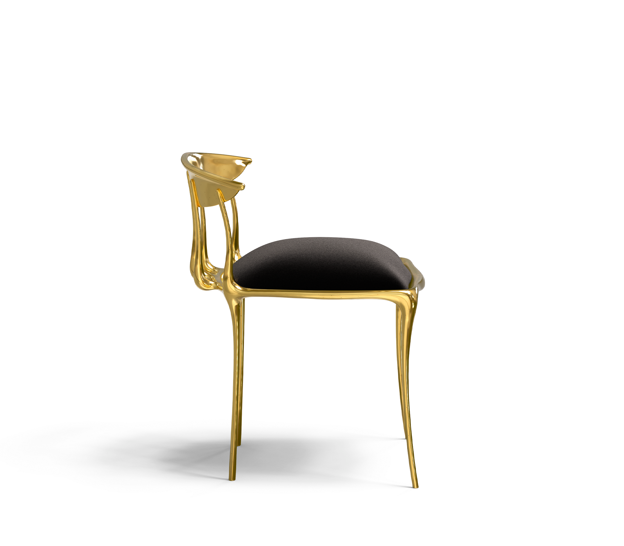 Nº11  Surrealist Polished Gold Cast Brass Dining Chair