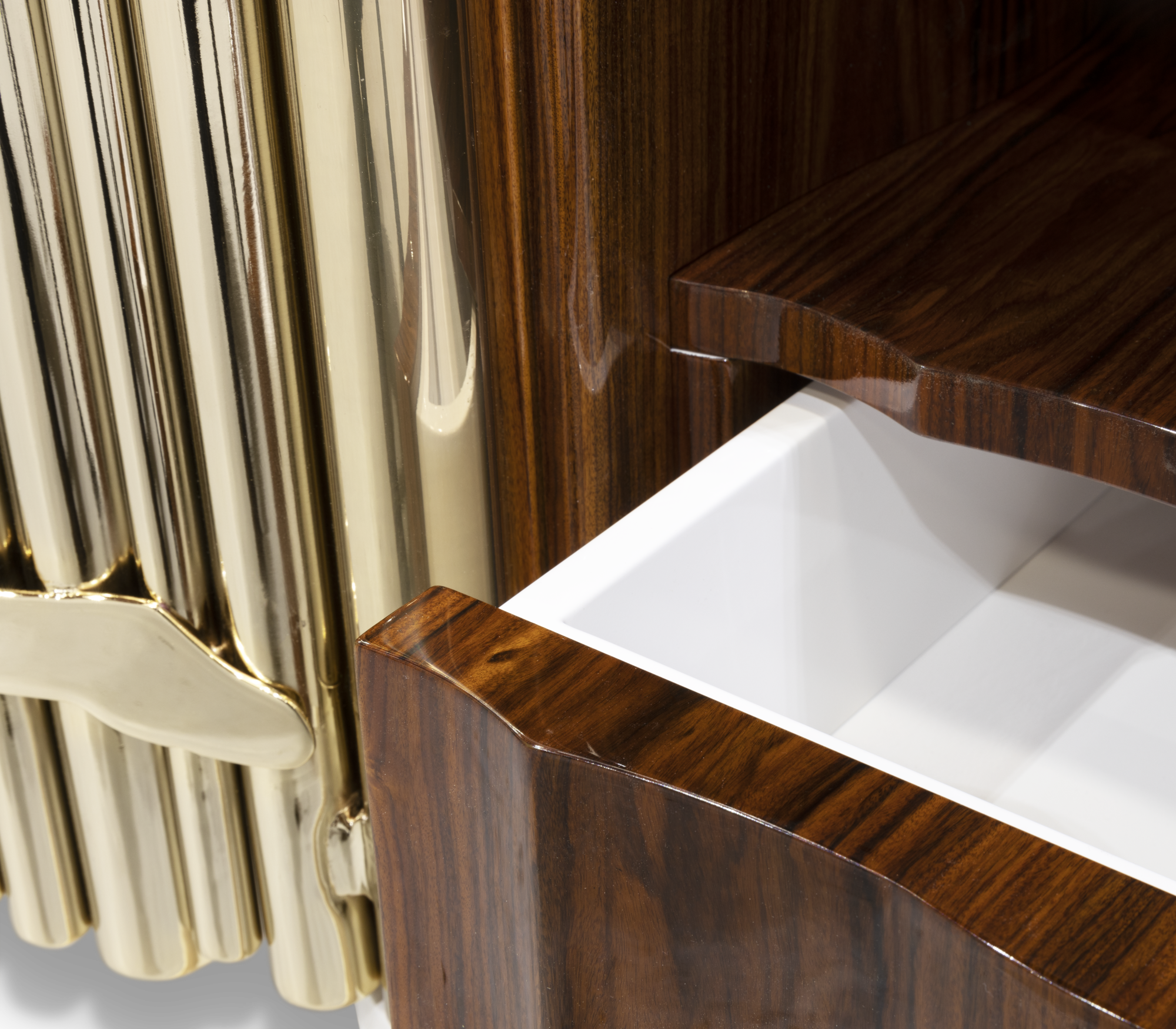 Symphony Tubular Gold Plated Modern Luxury Nightstand