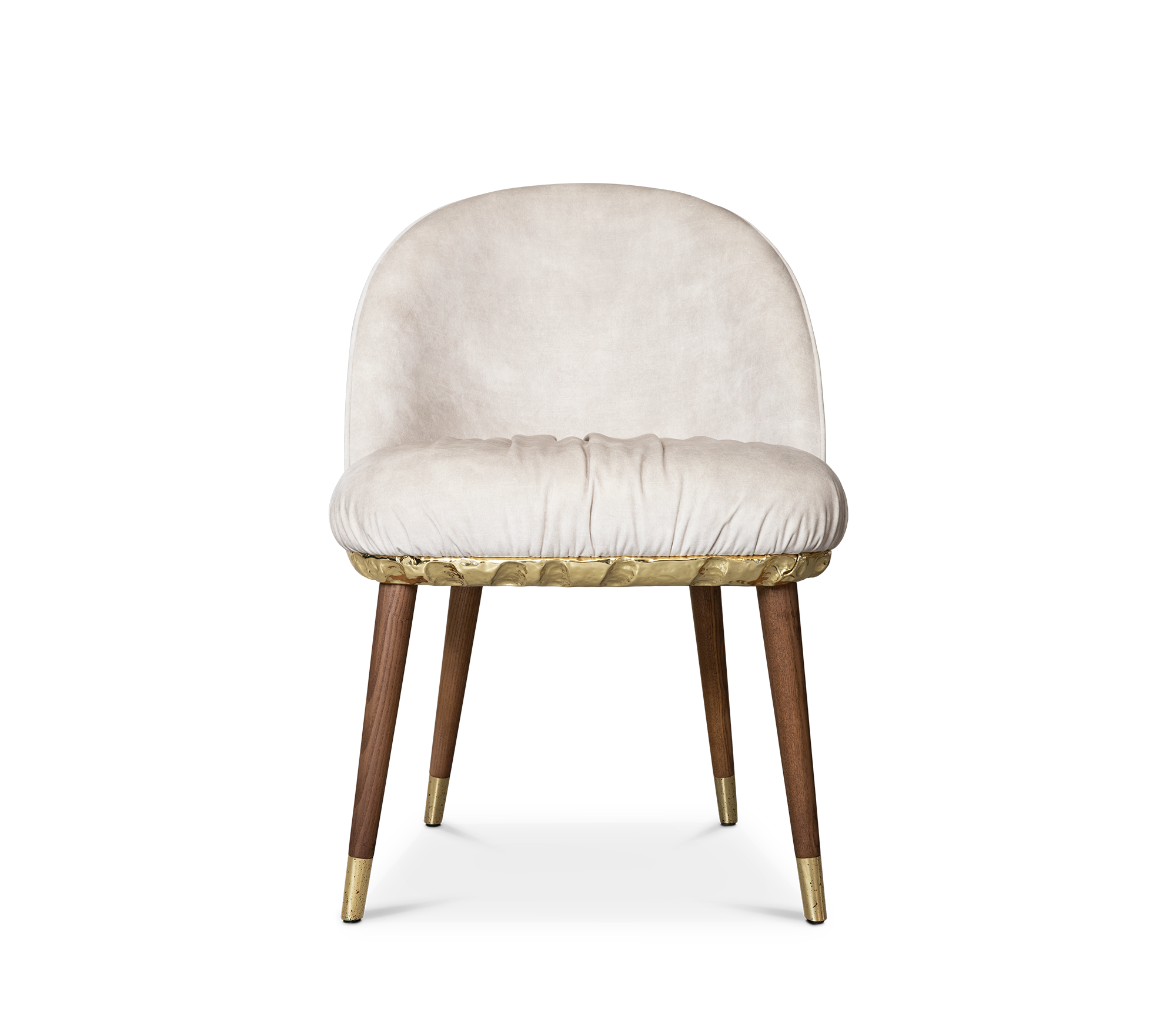 Imperfectio Hammered Brass Textured Velvet Dining Chair