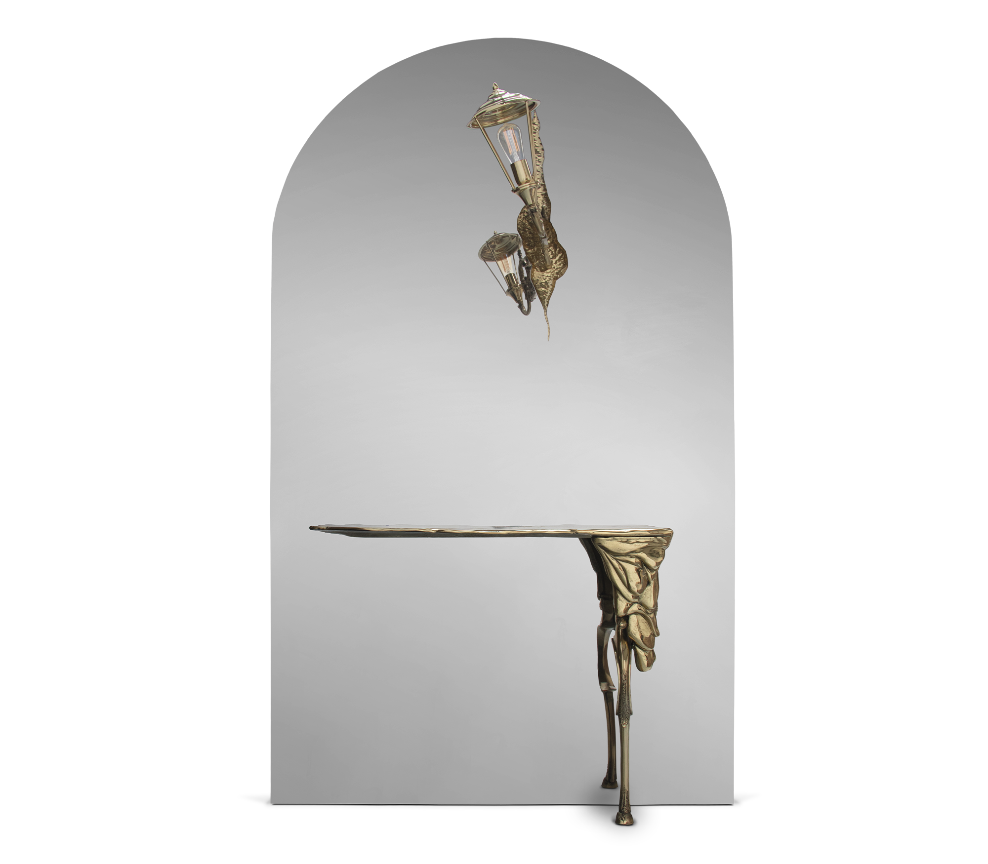 Lumiere Consoles Victorian Cast Brass Mirror Entryways Cabinet Table