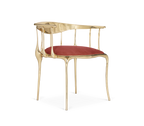 Nº 11 Burgundy Velvet Polished Gold Surrealist Dining Chair