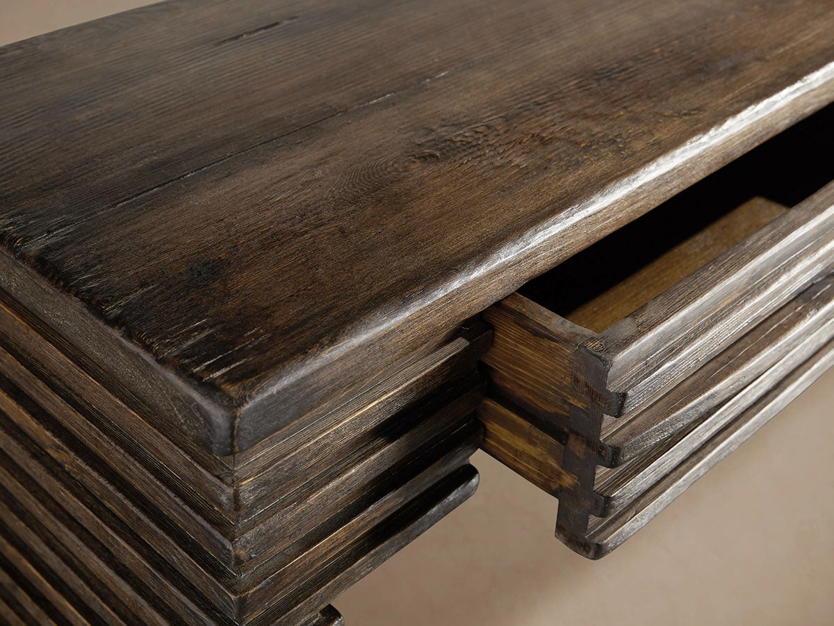 Kai Solid Reclaimed Pine Entryway Console Storage Table Vintage Style Hallway Entrance Table with Drawer