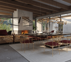 Nº 11 Burgundy Velvet Polished Gold Surrealist Dining Chair
