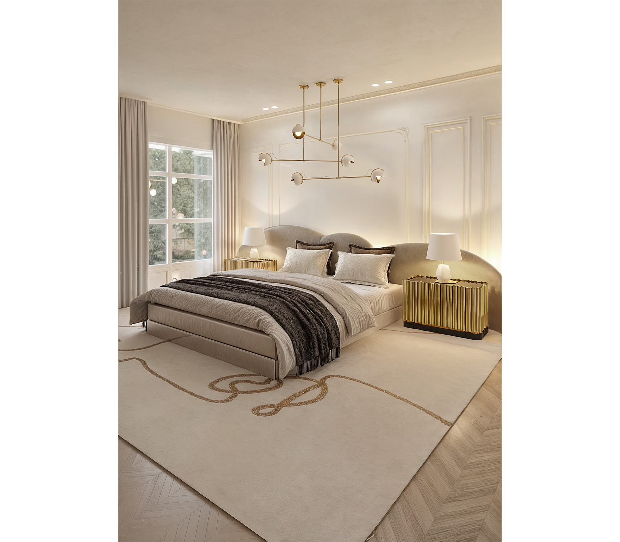 Symphony Tubular Gold Plated Modern Luxury Nightstand
