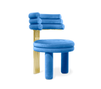 Kerr Tiered Velvet Polished Brass Dining Chair