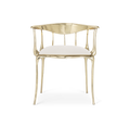 Nº 11 Cream Velvet Surrealist Polished Gold Dining Chair