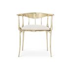 Nº 11 Cream Velvet Surrealist Polished Gold Dining Chair
