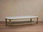 Danny Rectangle Coffee Table with Marble Top Oak & Wood Cocktail Table Living Room Center Tea Table