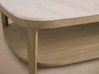 Danny Rectangle Coffee Table with Marble Top Oak & Wood Cocktail Table Living Room Center Tea Table