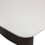 Carolin Pebbled Cream Faux Leather Top Dining Table with Wood Base