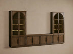 Hattie Arched Glass Cabinet 3-Piece Wall Unit with Oak Media Console