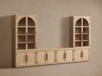 Hattie Arched Glass Cabinet 3-Piece Wall Unit with Oak Media Console