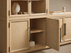 Hattie Arched Glass Cabinet 3-Piece Wall Unit with Oak Media Console