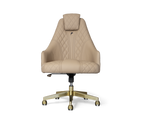 Atlas Diamond Stitch Leather Executive Office Chair with Brass Base