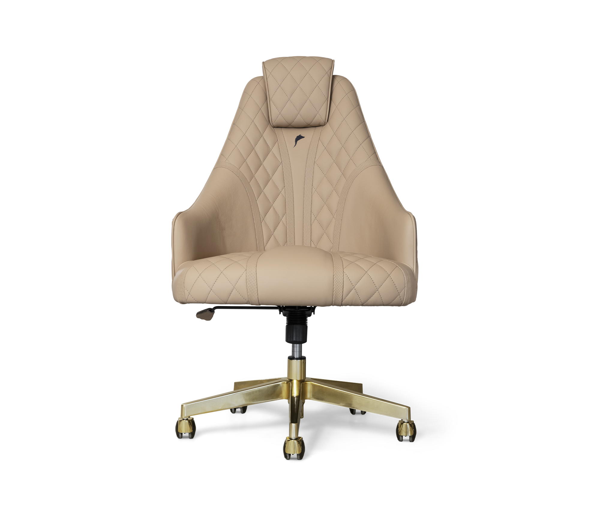 Atlas Diamond Stitch Leather Executive Office Chair with Brass Base