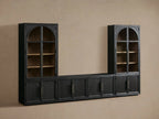 Hattie Arched Glass Cabinet 3-Piece Wall Unit with Oak Media Console